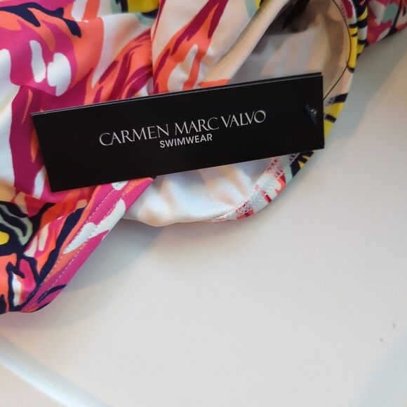 Carmen Marc Valvo Classic Shirred Waist Bikini Bottom Medium Brava Lily Floral - Picture 5 of 8